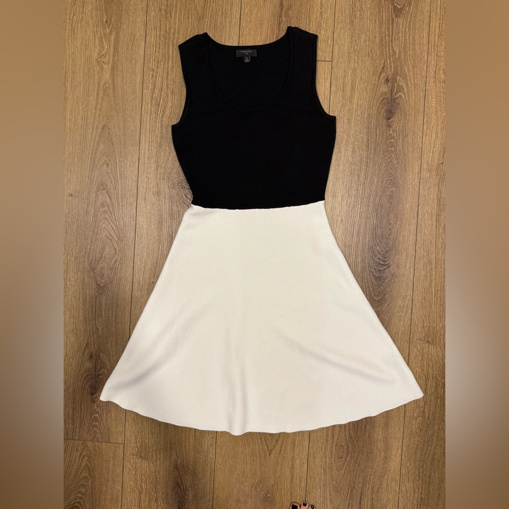 Tahari Black and White Sleeveless Dress
